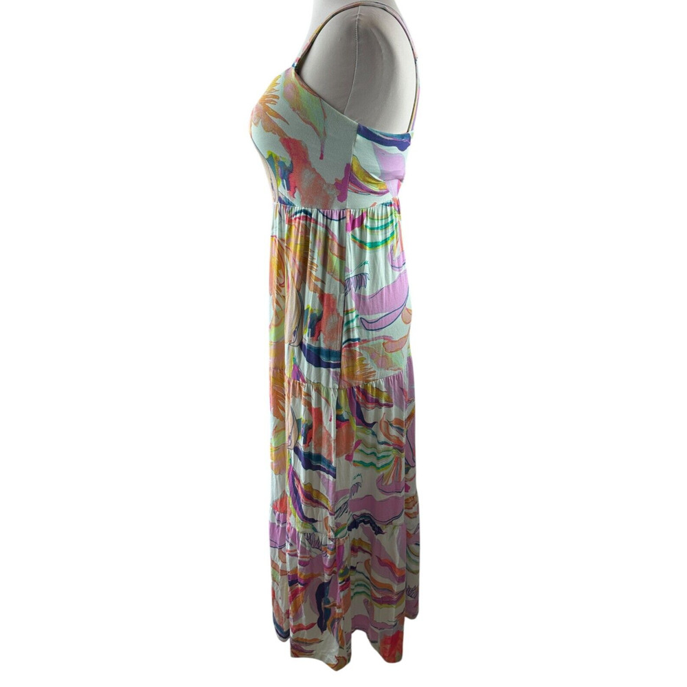 Soma Wknd Soft Jersey Trapeze Maxi Bra Dress Tiered in Fresh Tropical Medium - Picture 12 of 16